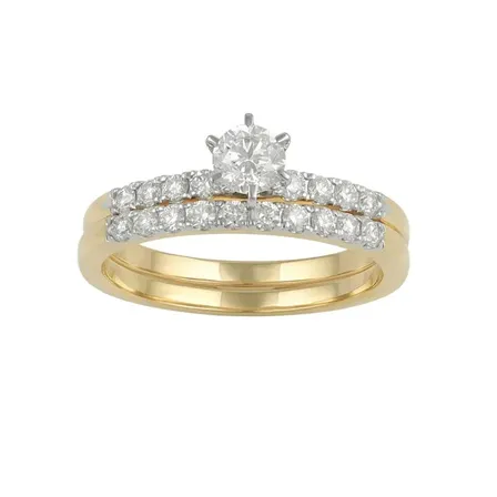 14 kt guld ringe (2) med naturlige diamanter
