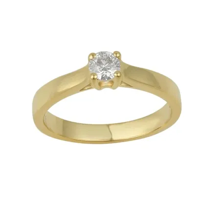 Guldring i 18 kt med 0,15 Carat naturlig diamant