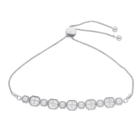 14 kt hvidguld armbånd med 44 naturlige diamanter