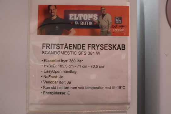 Scandomestic SFS 381 W - Fritstående fryseskab