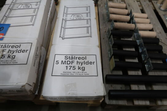 3 stk. Work-it stålreol med 5 træhylder 1800×900×300 mm galvaniseret