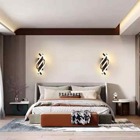 2 stk. Væglampe LED Spiral – Sort aluminium