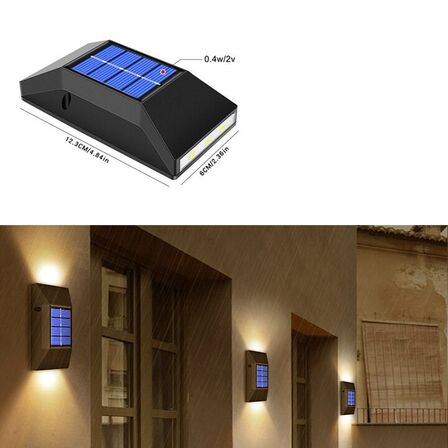 8 stk. Solcellevæglampe med 6 LED'er