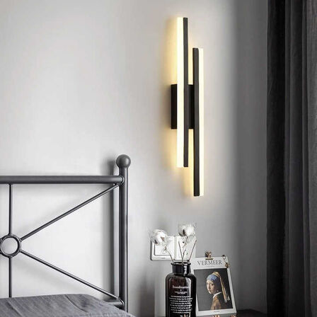 2 stk. Væglampe Sort LED 16W