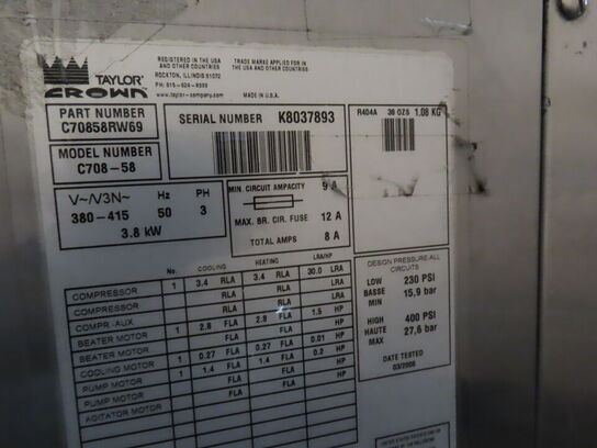 Softicemaskine med et kar TAYLOR C708 - 58 (til reservedele)