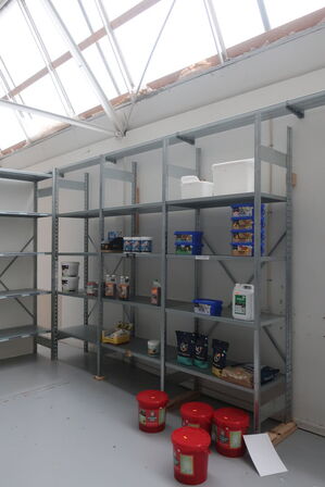 19 fag lagerreoler uden indhold (læs beskrivelse)