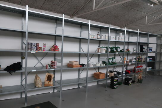 19 fag lagerreoler uden indhold (læs beskrivelse)