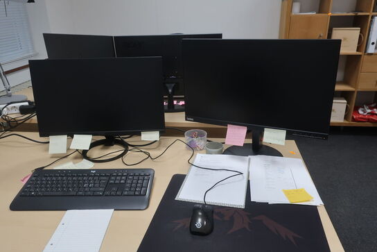 El. hæve/sænke skrivebord, kontorstol, monitore m.v. 