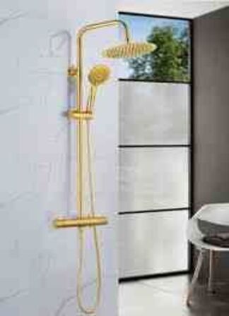 Bluerain brusesæt Lux mat messing m/termostat 