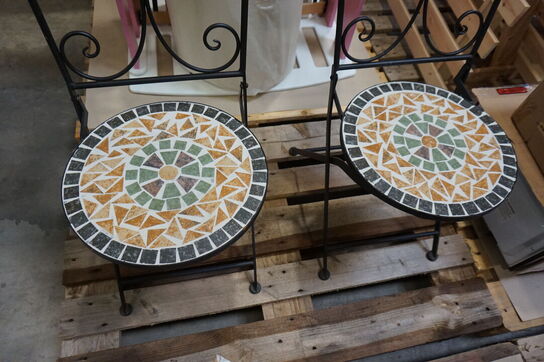 2 stk Havestole Mosaik/sort 