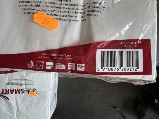 9 pk. TABLESMART servietter á 100 stk. 40x40 cm