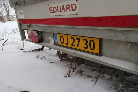 Trailer EDUARD 4018-2000 med stativ og pressenning samt div. Varelager