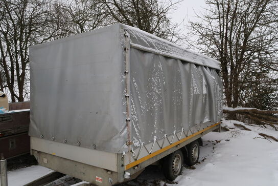 Trailer EDUARD 4018-2000 med stativ og pressenning samt div. Varelager