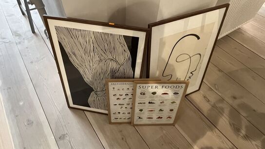 4 Billeder i trærammer