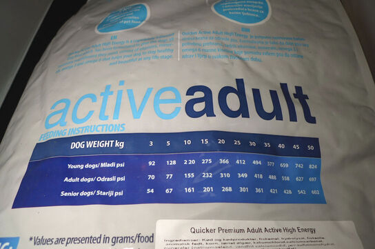 20kg hundefoder, Quicker High Energy, active adult