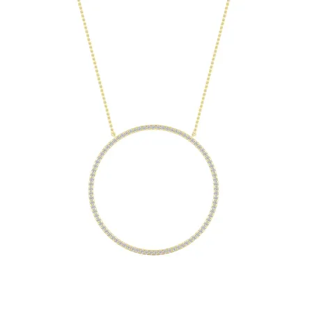 Halo vedhæng i 14 kt guld med kæde