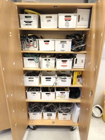 Skab med udstyr til faldsikring