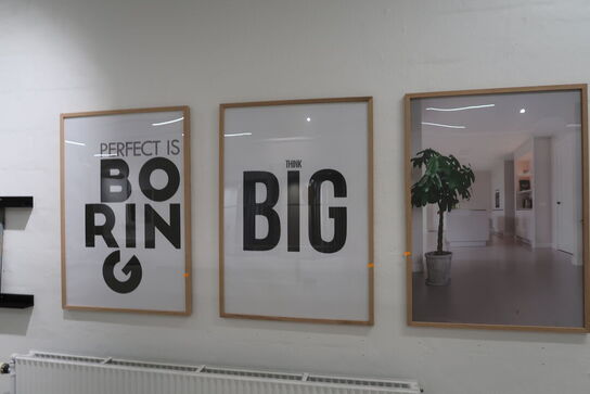 3 stk. indrammede plakater