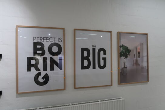 3 stk. indrammede plakater