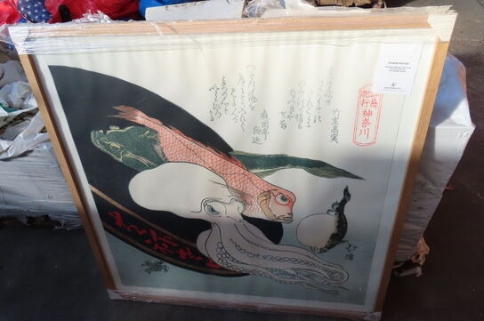 3 malerier, 2 rullevogne, haveredskaber og 2 blomster