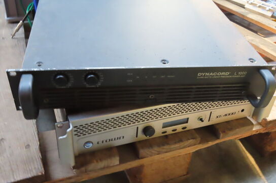 Palle med diverse ledninger og 3 stk forstærkere