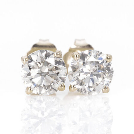 2,05 ct. naturlige diamant og 14 kt. gulguld ørestikker. GCI