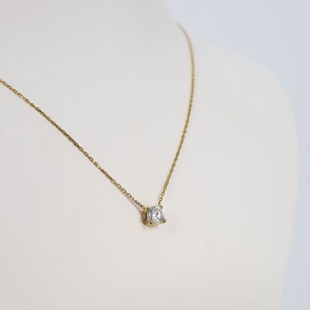 Diamanthalskæde med 1,02 ct. NATURLIG diamant i 14K guld.