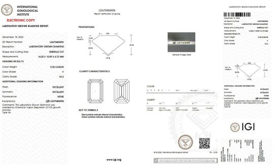 9,35 ct Diamant og 18 kt. hvidguldring (Lab fremstillet*) IGI