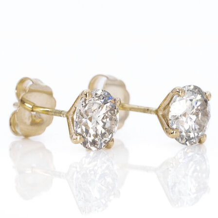 2,05 ct. naturlige diamant og 14 kt. gulguld ørestikker. GCI