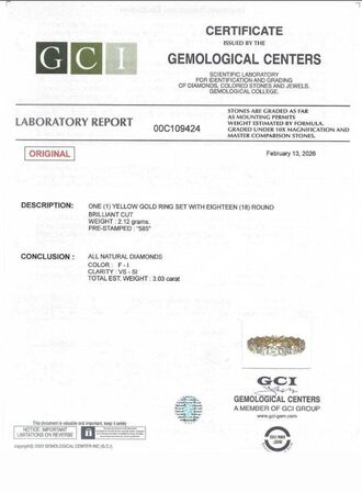 3,03 ct. naturlig diamant og 14 kt. alliance guldring. GCI
