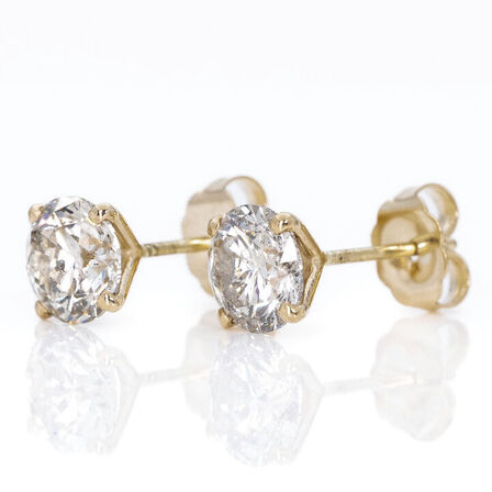 2,05 ct. naturlige diamant og 14 kt. gulguld ørestikker. GCI