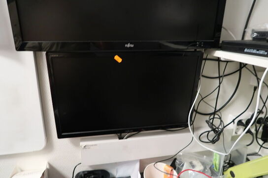 3 stk. computerskærme IIYAMA, FUJITSU, ASUS samt computer LENOVO