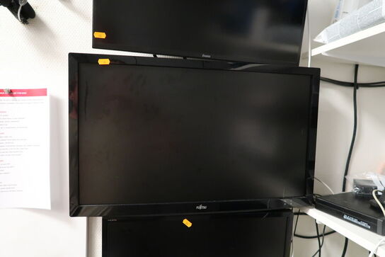 3 stk. computerskærme IIYAMA, FUJITSU, ASUS samt computer LENOVO