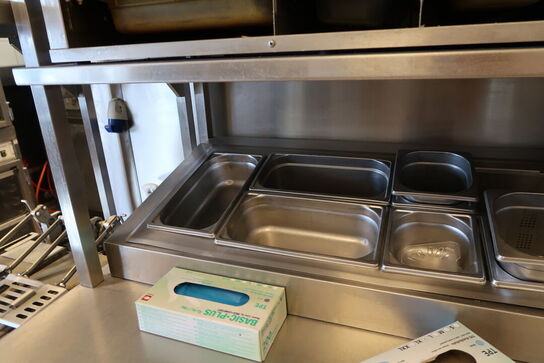 Rustfri stålbord med køleenhed (varmeskab medfølger ikke)