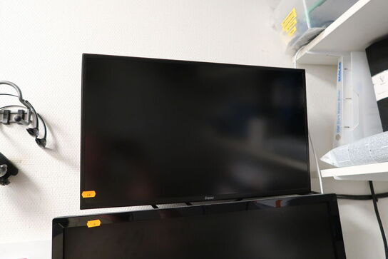 3 stk. computerskærme IIYAMA, FUJITSU, ASUS samt computer LENOVO