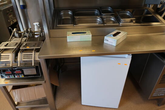 Rustfri stålbord med køleenhed (varmeskab medfølger ikke)