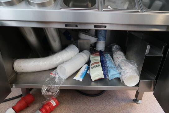 Rustfri stålbord med indhold (espressomaskine medfølger ikke)