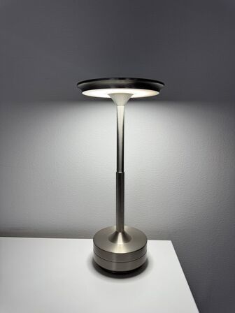 5 stk. Bordlampe - bærbar & dæmpbar i aluminium sølv