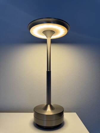 5 stk. Bordlampe - bærbar & dæmpbar i aluminium sølv
