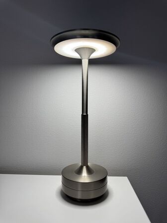5 stk. Bordlampe - bærbar & dæmpbar i aluminium sølv
