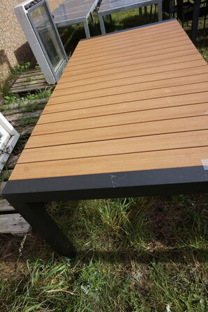 Canberra udtrækshavebord 100x 205/275 cm. Teak look nonwood 