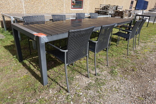 New Haven udtræksbord med 8 stk Mallorca havestole - sort