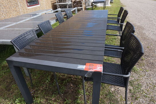 New Haven udtræksbord med 8 stk Mallorca havestole - sort