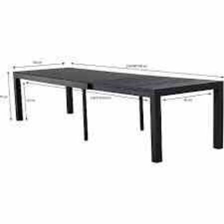 New Haven udtræksbord med 8 stk Mallorca havestole - sort