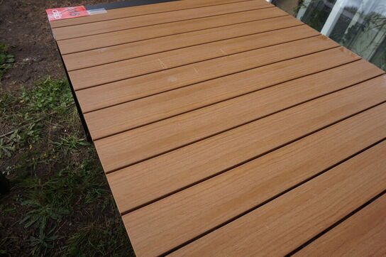 Canberra udtrækshavebord 100x 205/275 cm. Teak look nonwood 