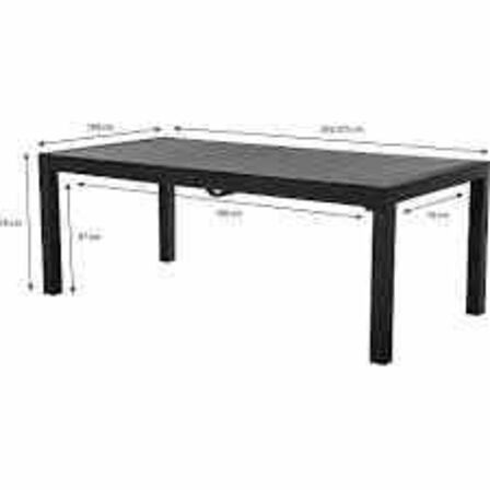 Canberra udtrækshavebord 100x 205/275 cm.- sort nonwood 