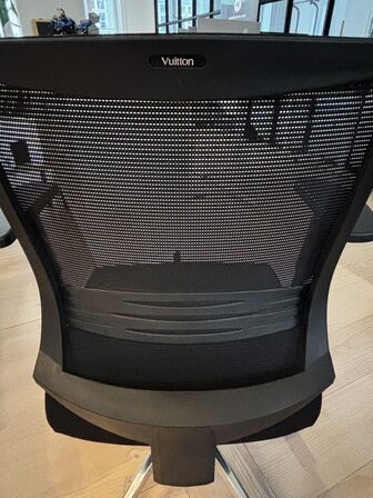 8 stk. kontorstole, sort stof sæde og netryg - VUITTON