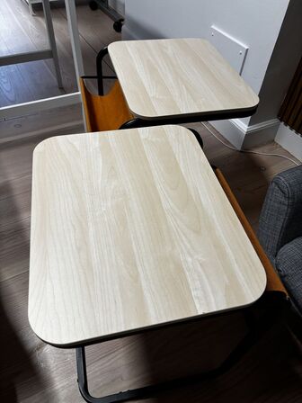 2 stk. Sideborde, antracit/birketræsmønstret mørkegul  - IKEA