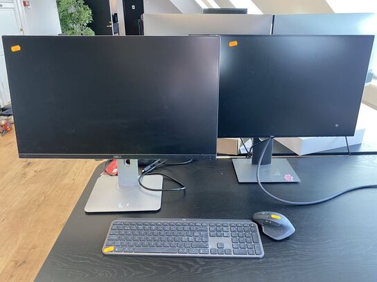 2 stk skærme DELL U2719D/U2715H, tastatur & mus