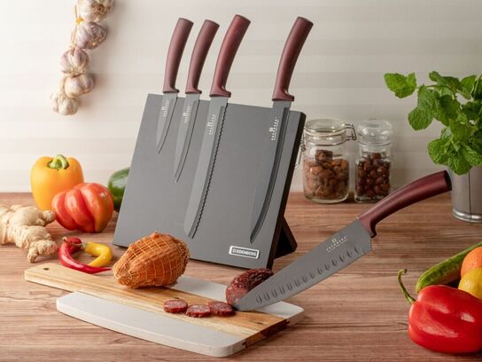 6 dele køkkenknivssæt med magnetisk knivholder